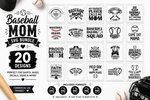 20 Baseball Mom SVG Bundle