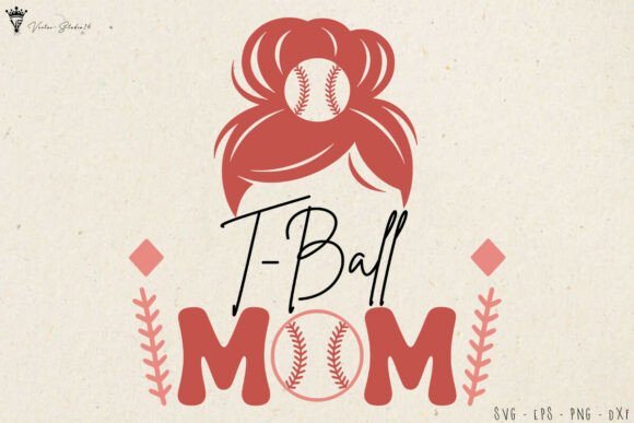 Messy Bun T Ball Mom SVG